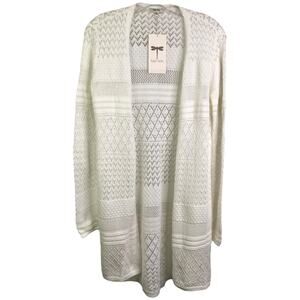 Tyler Boe Long Cardigan Womens Sz XS White Open Weave‎ Cotton NWT
